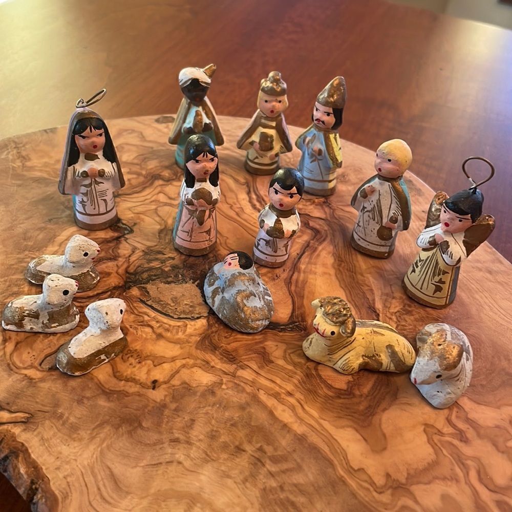 Vintage Miniature Handmade in Mexico Nativity Set